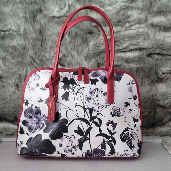 Reaction Kenneth Cole Handbags - Reaction Kenneth Cole Black, White and Red Floral Shoulder Bag